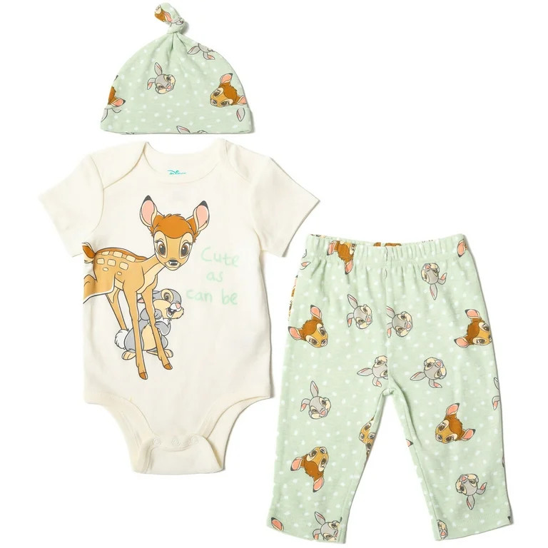 Disney Bambi Thumper Infant Baby Boys Bodysuit Pants and Hat 3 Piece Outfit Set Newborn to Infant | Walmart (US)