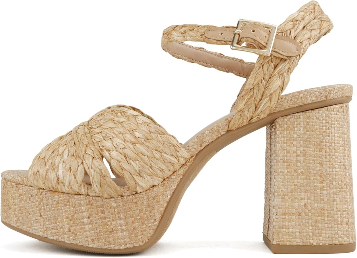 Soda “Teacup” ~ Women Square Toe X-Band High Heel Platform Sandal | Amazon (US)