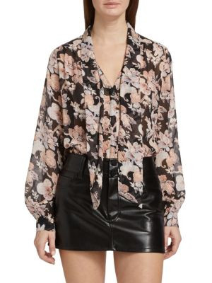 Paige Kirstie Floral Silk Tieneck Blouse on SALE | Saks OFF 5TH | Saks Fifth Avenue OFF 5TH