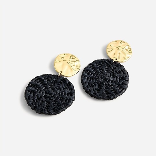 Metal-and-raffia disc earrings | J. Crew US