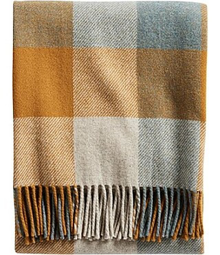Pendleton Eco-Wise Wool Washable Fringed Throw - Shale/Copper | Dillard's