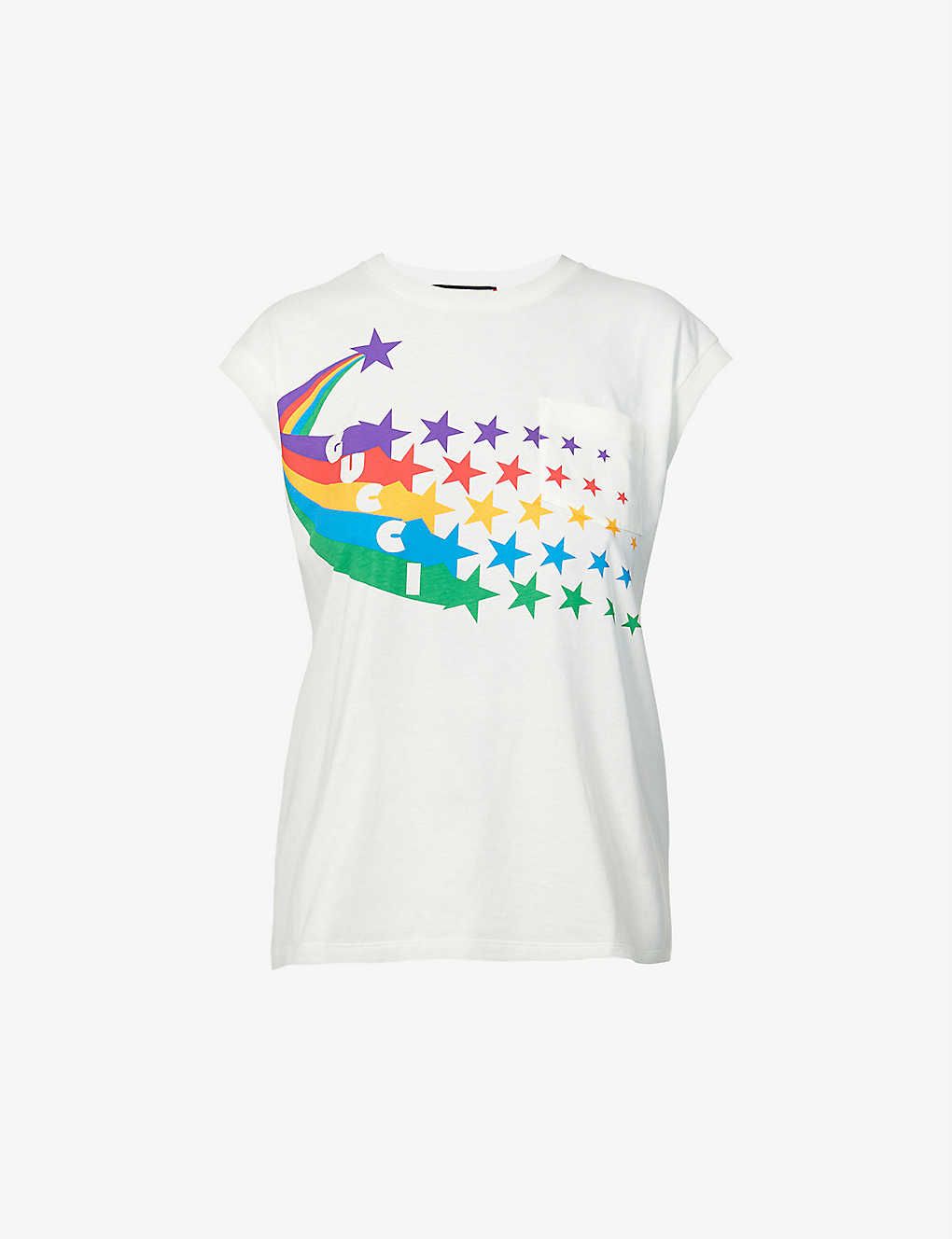 Branded and shooting star-print cotton-jersey top | Selfridges