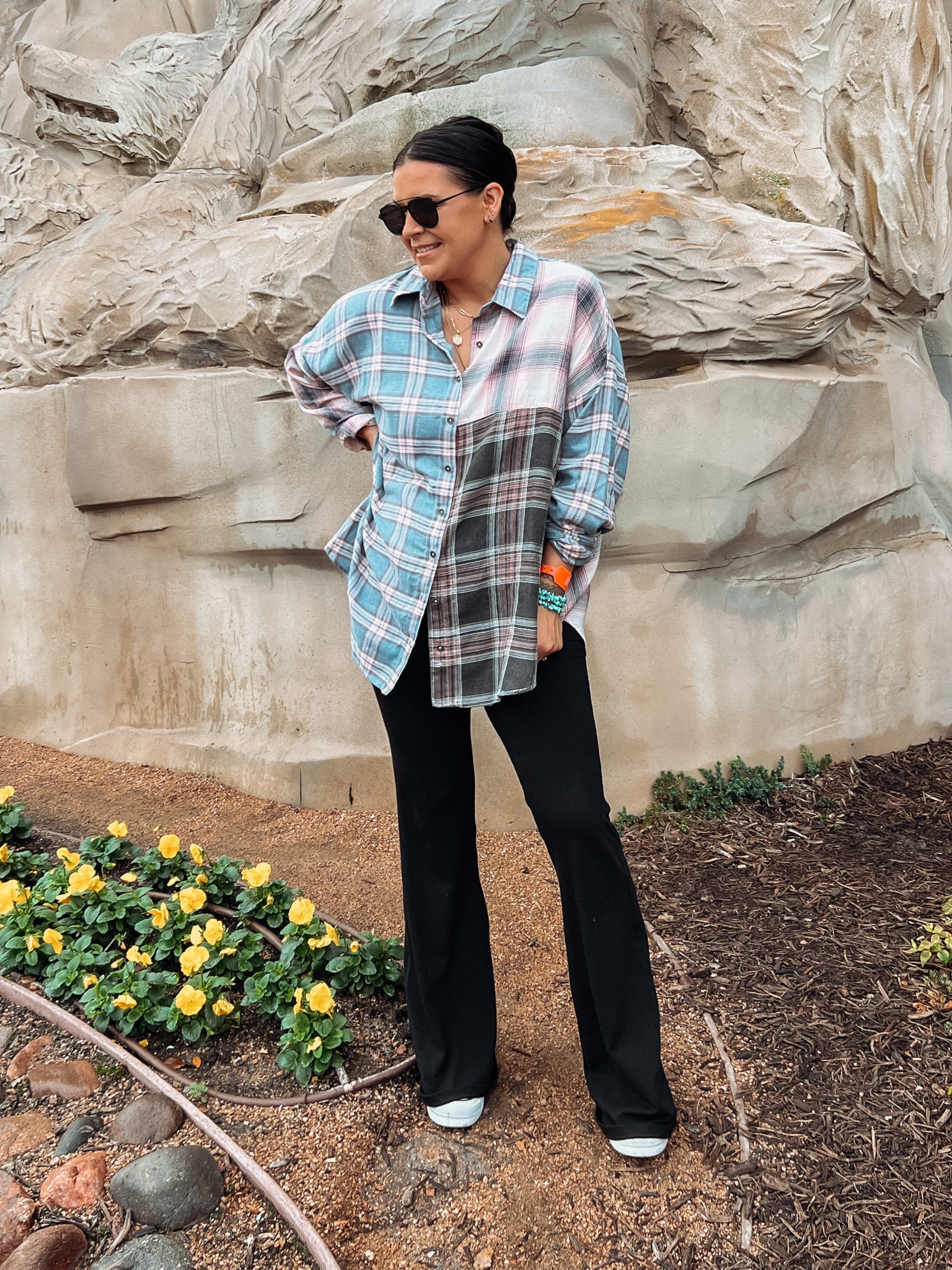 Cute travel outfit. Oversized Flannel
Flannel: 2X
Flare Legging; Large/Tall
Platform Converse: TTS 

@walmart #walmartpartner #ad #liketkit @shop.LTK 

#LTKshoecrush #LTKunder50 #LTKstyletip