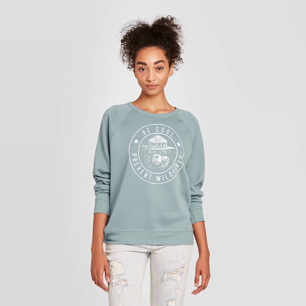 Women's Smokey Bear Graphic Sweatshirt - Blue XXL | Target