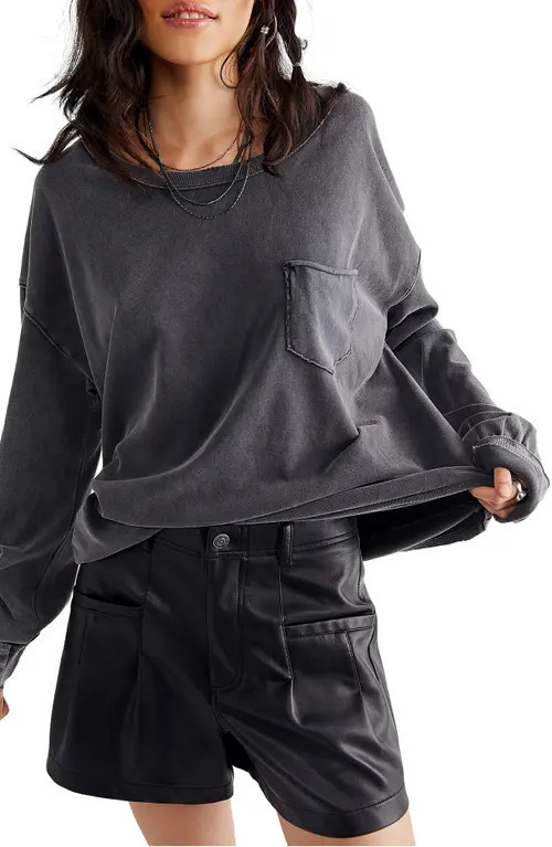 Free People Fade Into You Knit Top in Washed Black at Nordstrom, Size Small | Nordstrom