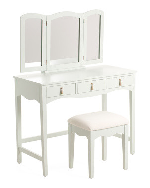 2pc Faux Tassel Vanity And Stool Set With Mirror | Home | Marshalls | Marshalls