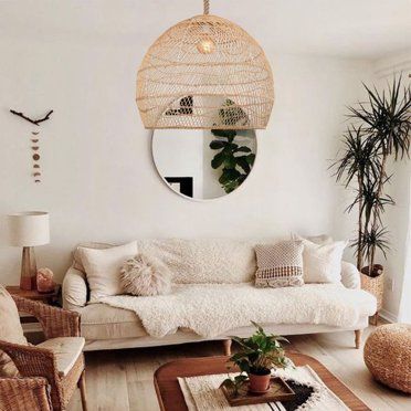 Boho Light Fixtures Rattan Woven Pendant Light Shades, Kitchen Island Ceiling Lights, Handmade Ha... | Walmart (US)