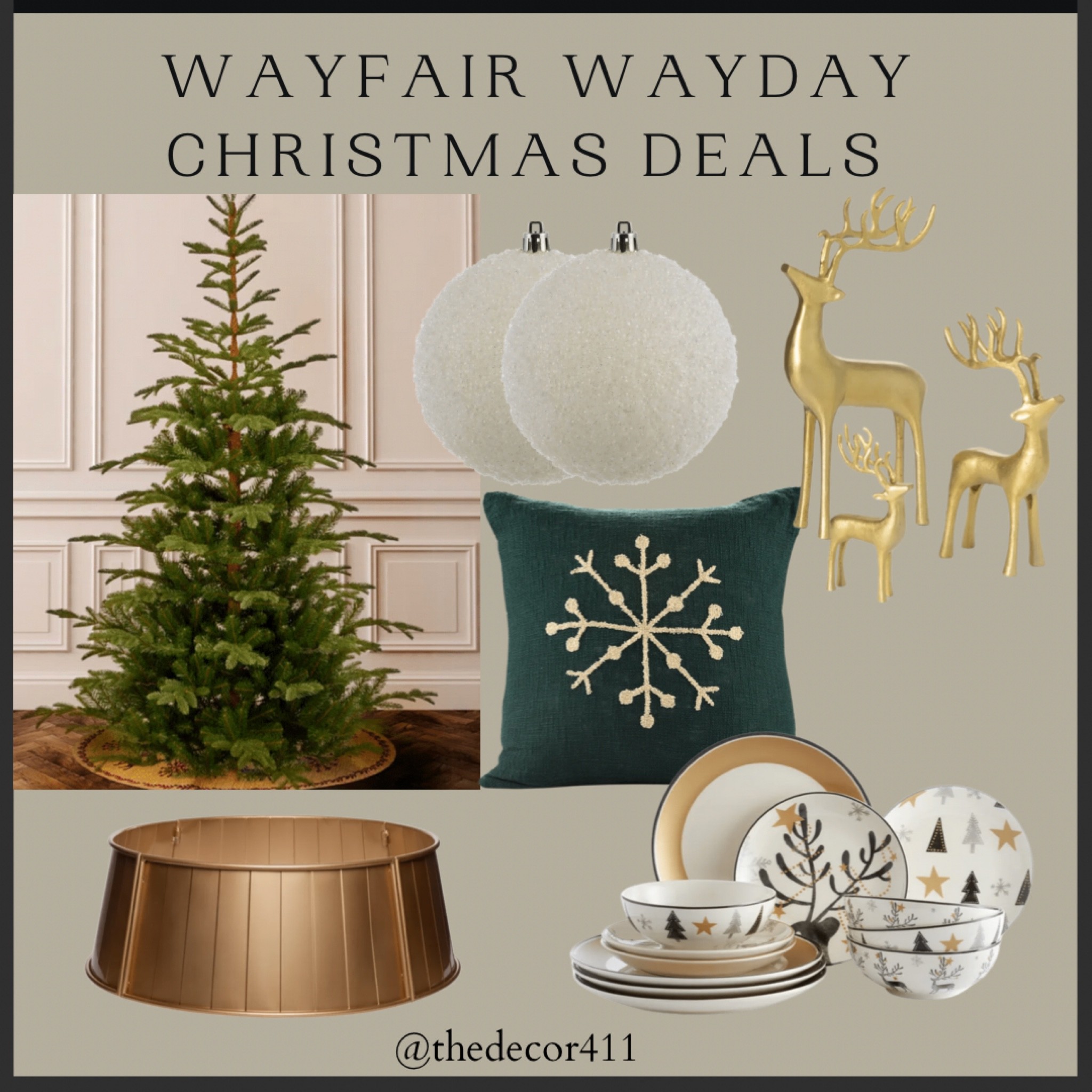 Wayfair wayday Christmas deals! 
Christmas tree, gold reindeer, Christmas dinnerware, Christmas plates, Christmas throw pillow, Christmas tree skirt, Christmas ornaments, Christmas home decor, wayday sale

#LTKSeasonal #LTKsalealert #LTKHoliday