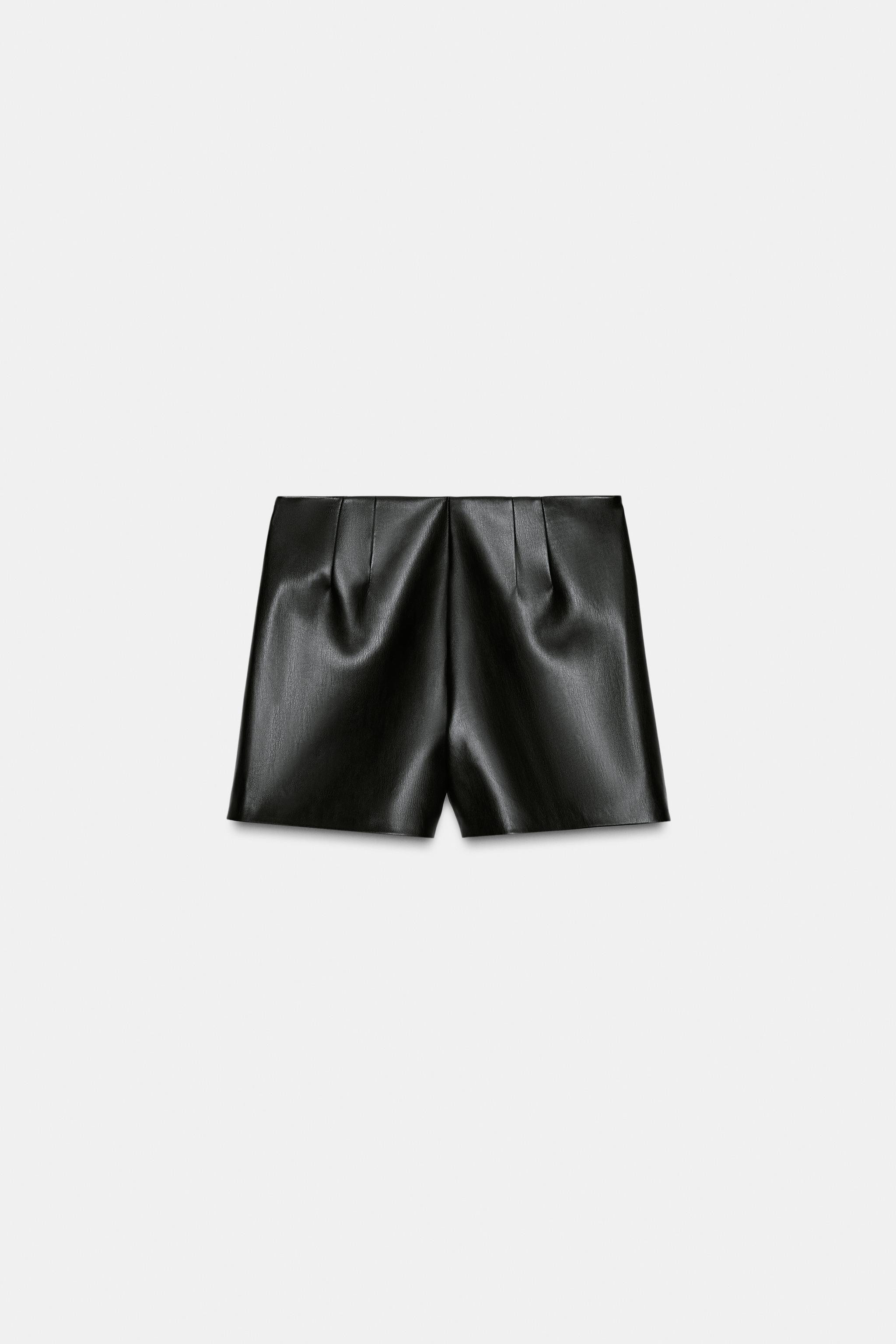 FAUX LEATHER HIGH-WAISTED SHORTS | Zara US