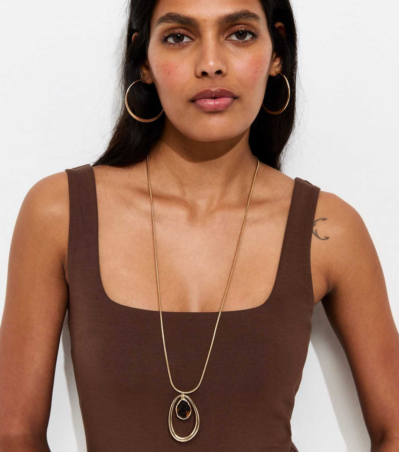 Dark Brown Square Neck Vest | New Look | New Look (UK)