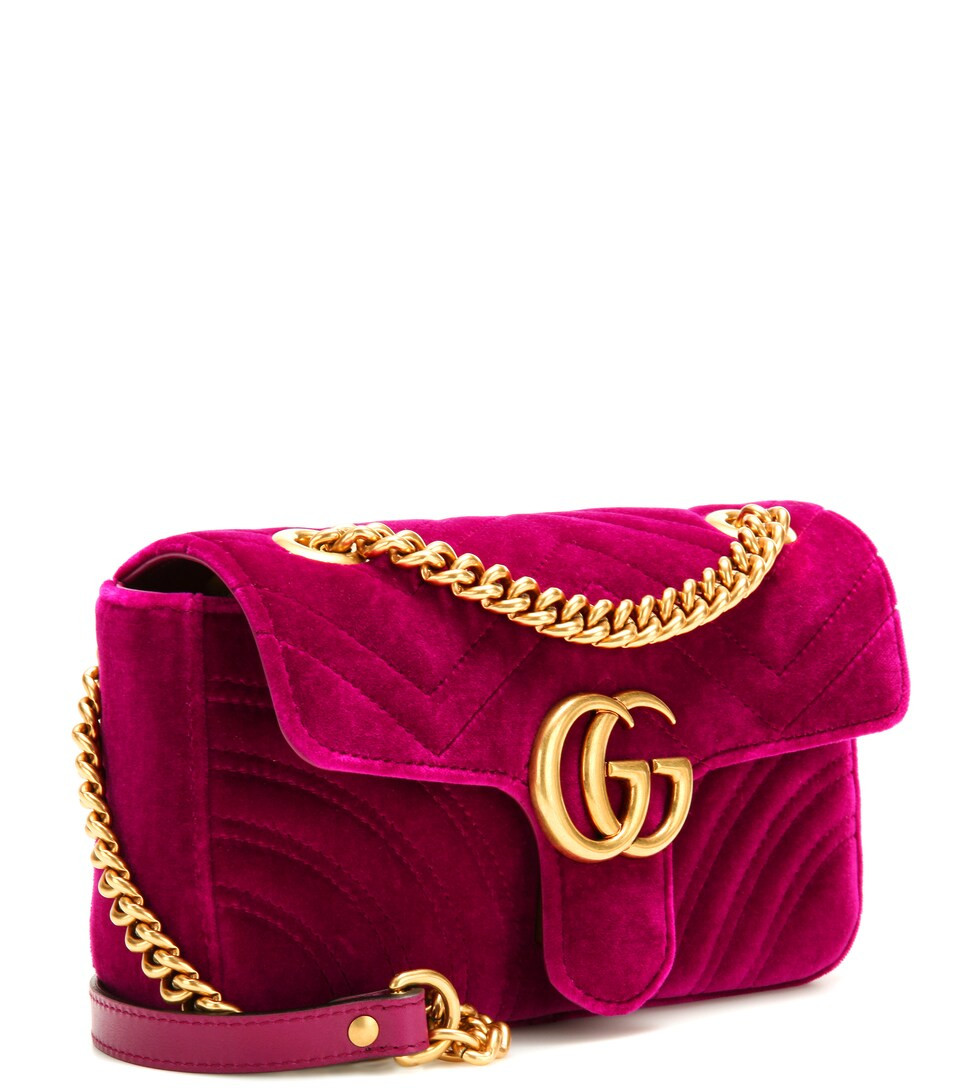 Schultertasche GG Marmont Mini aus gestepptem Samt | Mytheresa (DACH)