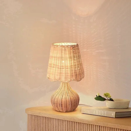 Boho Rattan Mini Table Lamp, Farmhouse Bedside Nightstand Lamp for Small Spaces, Bedroom, Dorm and Home Decor | Walmart (US)