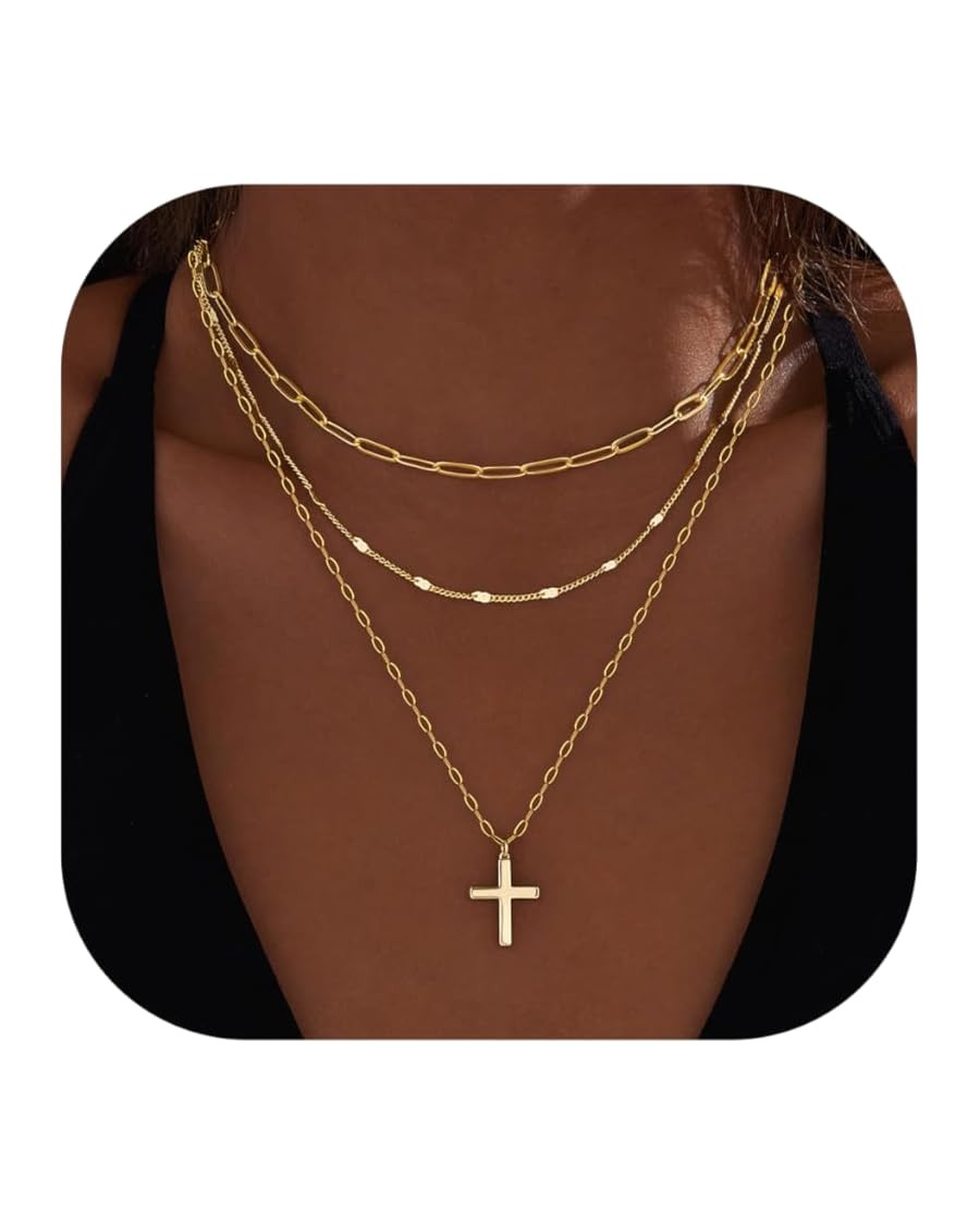 Layered Gold Necklaces for Women,Stackable Dainty 14K Gold Silver Plated Trendy Circle Paperclip ... | Amazon (US)