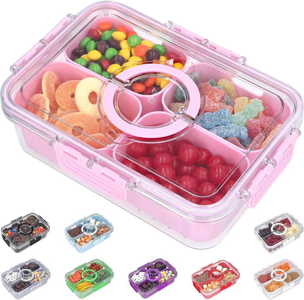 Snackle Box Container with Lid- Travel Charcuterie Box with Handle - Organizer for Candy, Fruit, ... | Amazon (US)