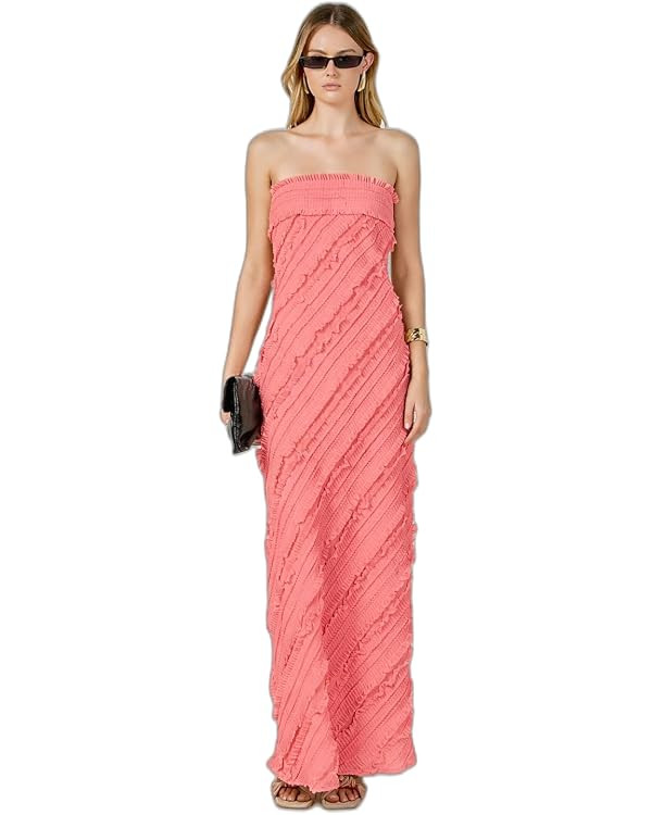 endless rose Women's Strapless Ruffled Maxi Dress | Amazon (US)