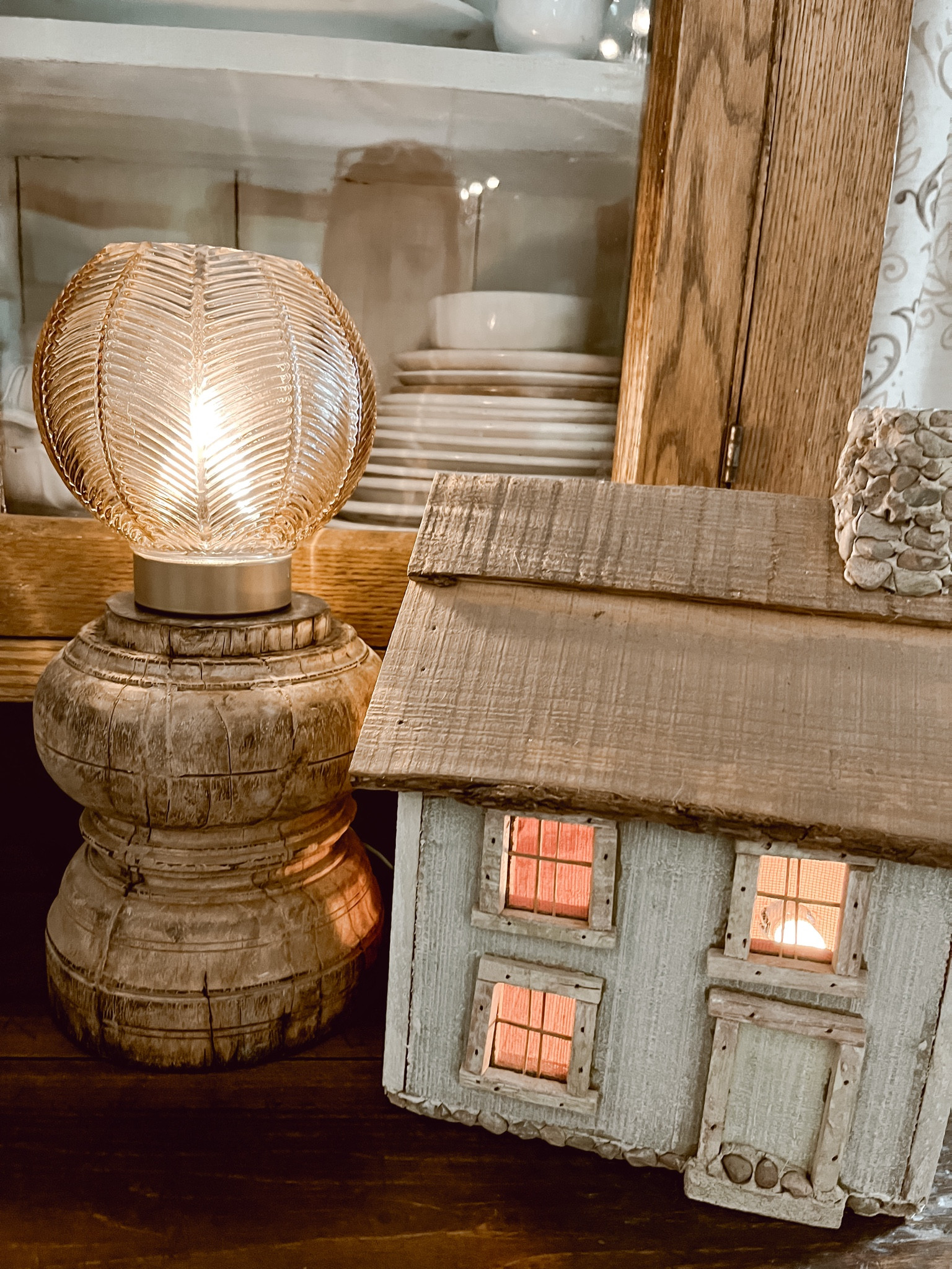 This small battery powered light from Amazon has a retro vibe and a warm amber glow for Fall. I initially thought it looked maybe a little 70s-ish for my taste, but I paired it with my antique decor pieces and it all came together so nicely. 

#LTKHome #LTKSeasonal #LTKFindsUnder50
