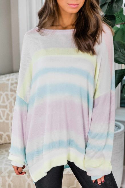 All The Love You Need Rainbow Tie Dye Pullover | The Pink Lily Boutique