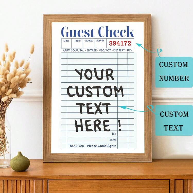 Custom Guest Check Art Print, Wall Art Canvas Posters, Personalized Quote Sign, Apartment Wall Decor, Living Room Bedroom Kitchen Decor, No Frame | SHEIN
