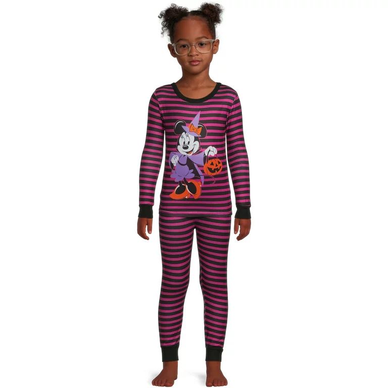 Minnie Mouse Girls Halloween Print Long Sleeve Top and Pants Pajama Set, 2-Piece, Sizes 4-10 - Wa... | Walmart (US)