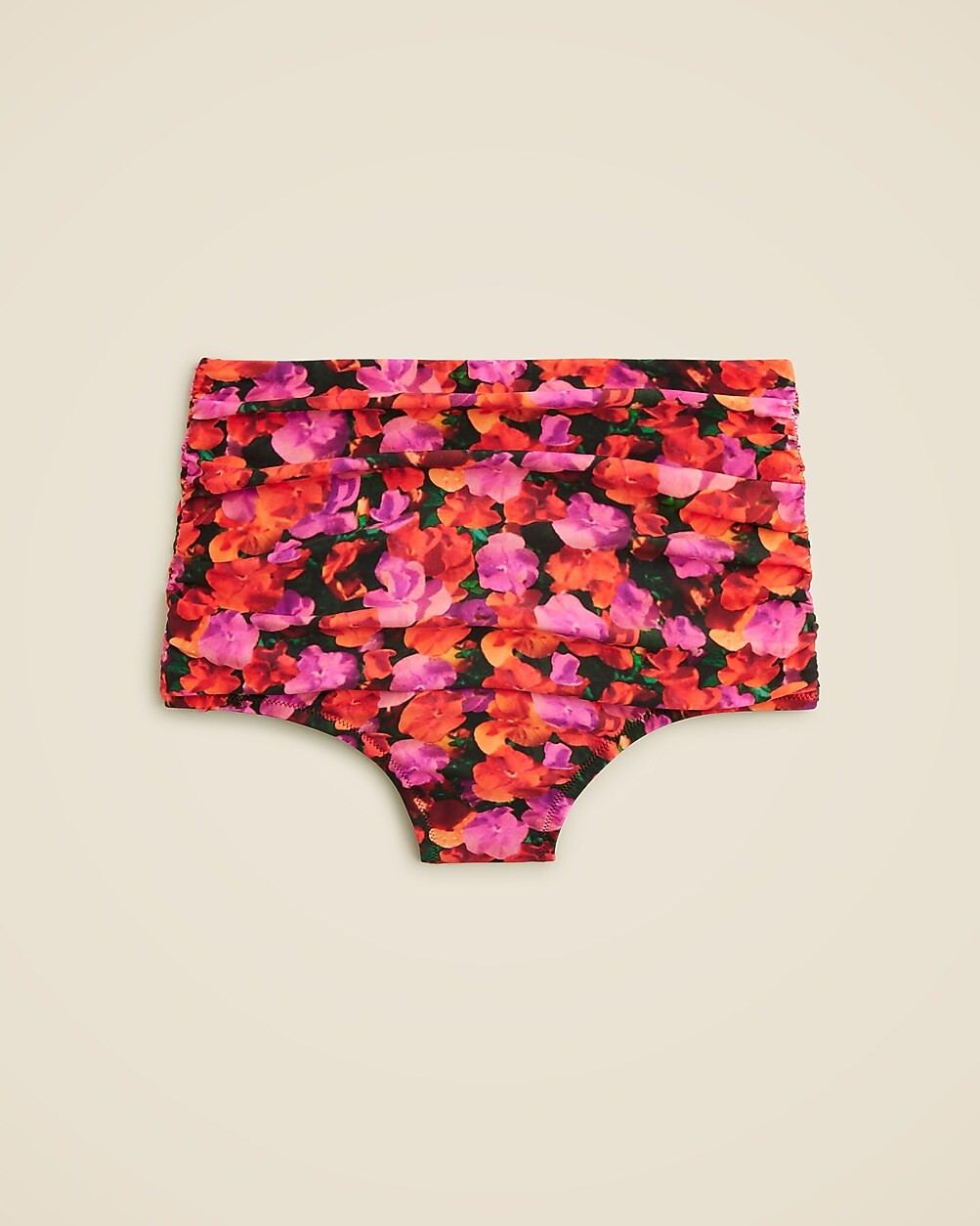 Ruched high-rise bikini bottom in pansy floral | J. Crew US