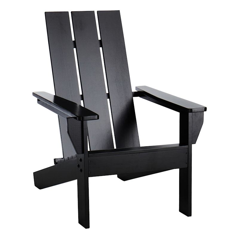 Outdoor Wooden Adirondack Chair, Black | At Home