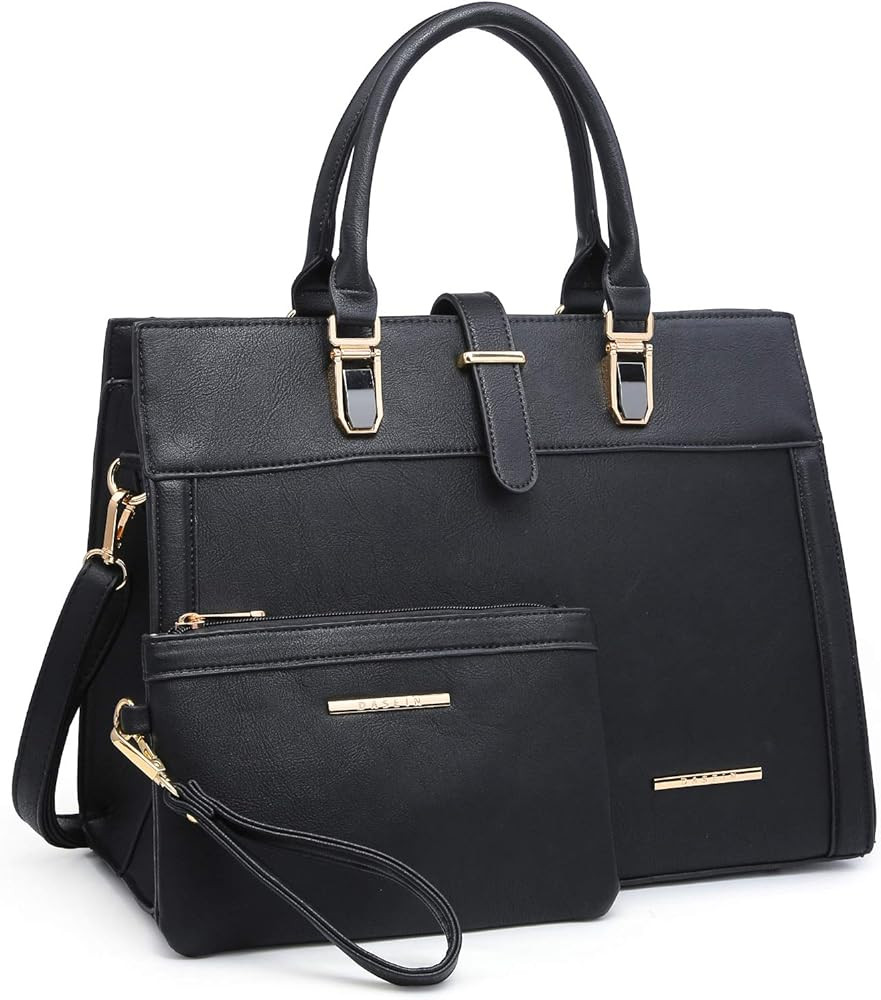 Women's Handbag Flap-over Belt Shoulder Bag Top Handle Tote Satchel Purse Work Bag w/Matching Wri... | Amazon (US)