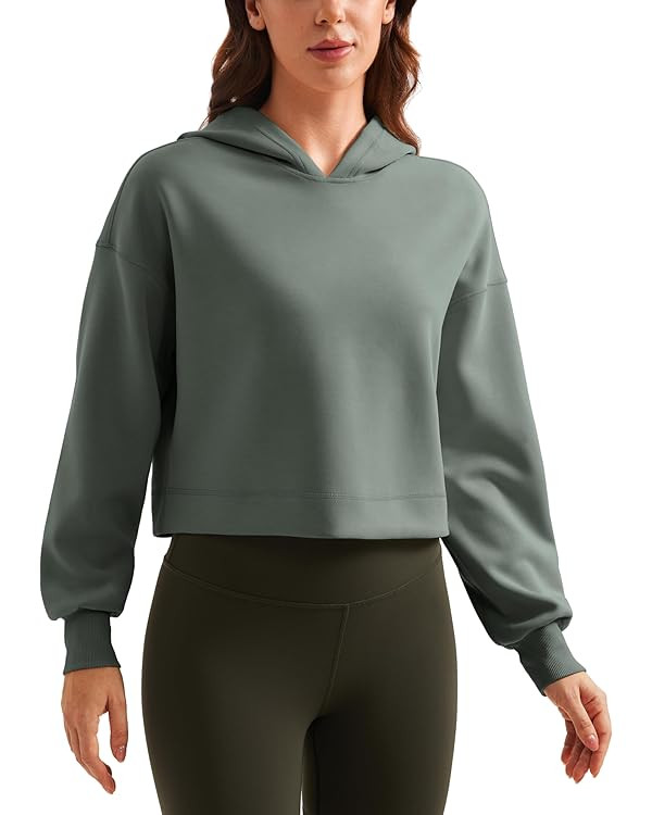 CRZ YOGA Womens SoftAura Cropped Hoodie Long Sleeve Hooded Sweatshirt Basic Workout Casual Pullov... | Amazon (US)