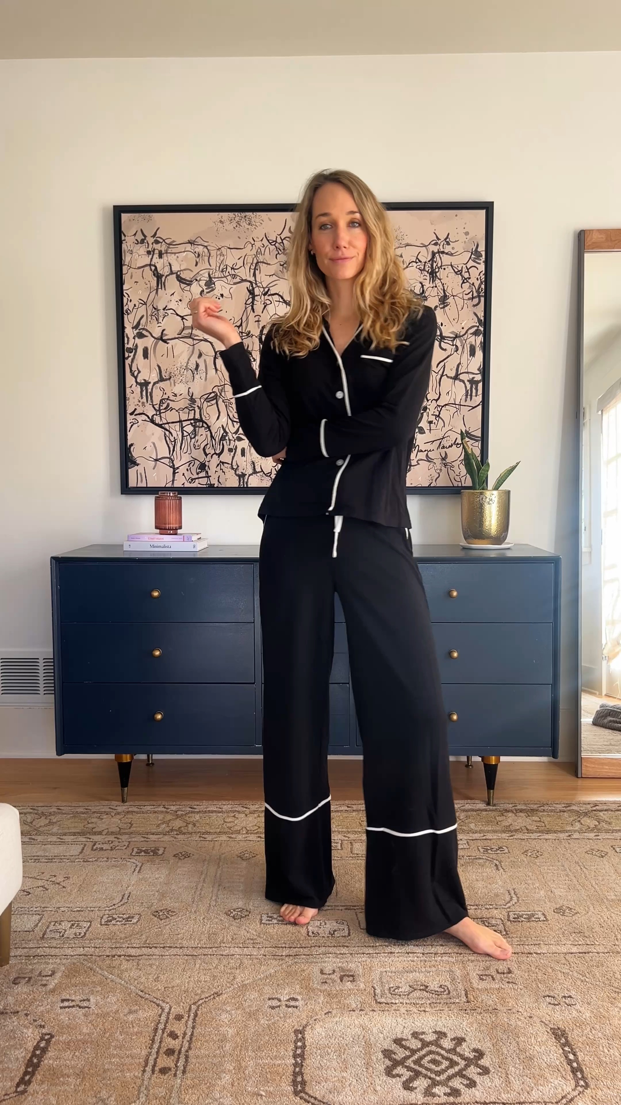 Cozy coffee outfit, red ballet flats, Teddy coat, striped sweater 