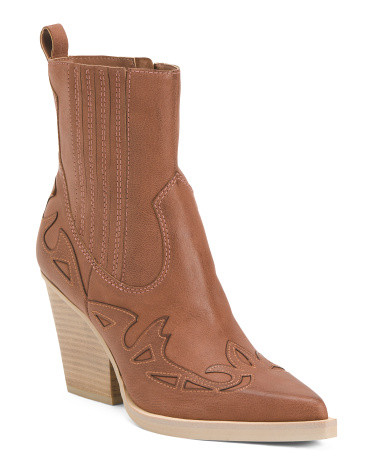 Leather Beaux Western Booties | TJ Maxx