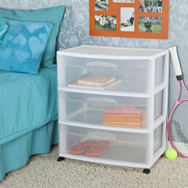 Sterilite Wide 3 Drawer Cart White | Walmart (US)