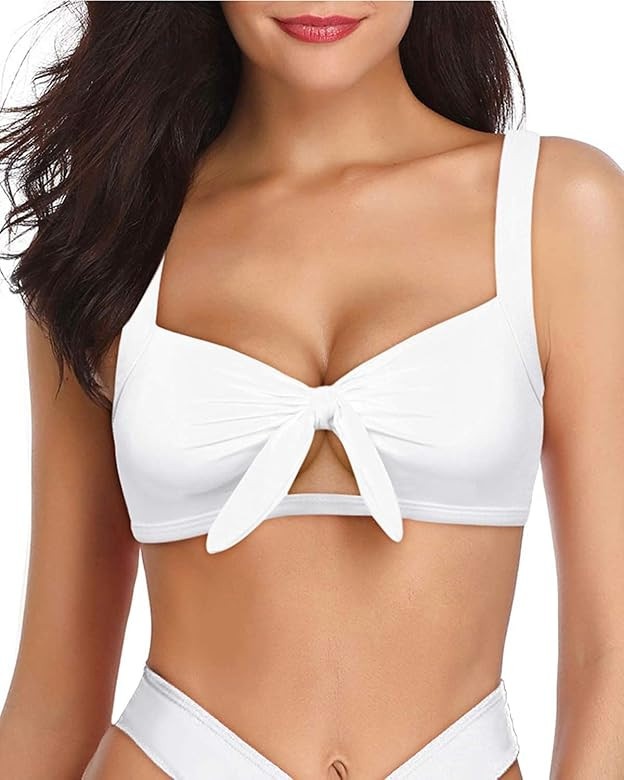 Tempt Me Women Ruffle Flounce Bikini Solid Swimsuit Top Bathing Suit | Amazon (US)