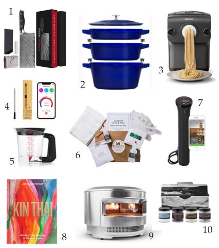 Have someone on your list that loves to cook? Here are essentials and fun tools they will enjoy receiving (and using!) this year. 

1. Meat Cleaver (useful for so much more)
2. Stackable Cast Iron Set (space saver and game changer)
3. Smart Pasta Maker (easy and tasty results!) 
4. Meatier Smart Thermometer
5. Far seperator (useful for so much more)
6. Beginner cheese making kit
7. Precision cooker (sous vide made easy)
8. Modern Thai Recipe Cookbook 
9. Pizza Oven 
10. Salt gift set 

#giftguide #giftsforher #giftsformom #giftsforwife #girlfriendgifts  #giftsforhim #guygifts #giftideas #giftguide #dadgifts #boyfriendgifts #husbandgifts #cookinggifts #kitchengifts #chefgifts #homegifts  #pizzaoven #pastamaker #staub #kitchentoys 

#LTKHoliday #LTKGiftGuide #LTKhome