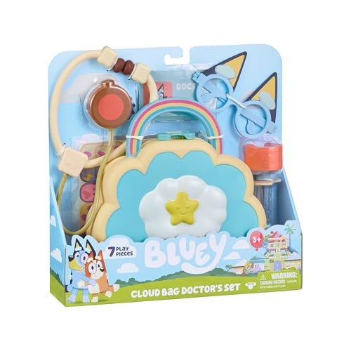 Bluey Cloud Bag Doctor Playset, Portable Play Doctor Set with 7 Pretend Check Up Accessories, Medical Toys for Kids Ages 3+ | Amazon (US)