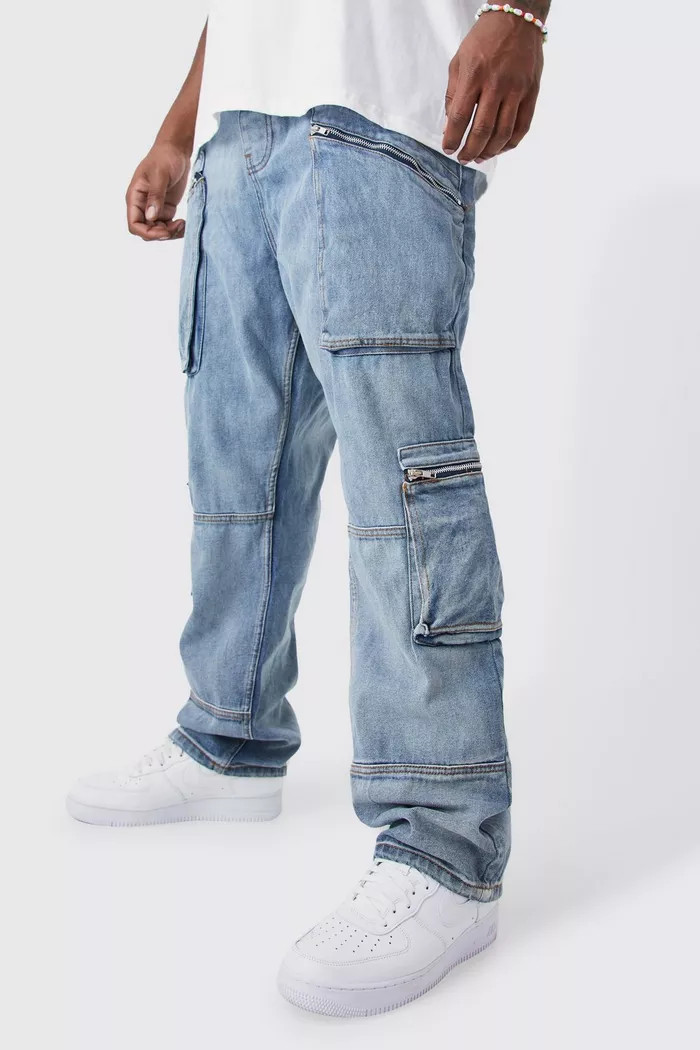 Plus Straight Leg Seam Detail Cargo Jean | Boohoo.com (US & CA)