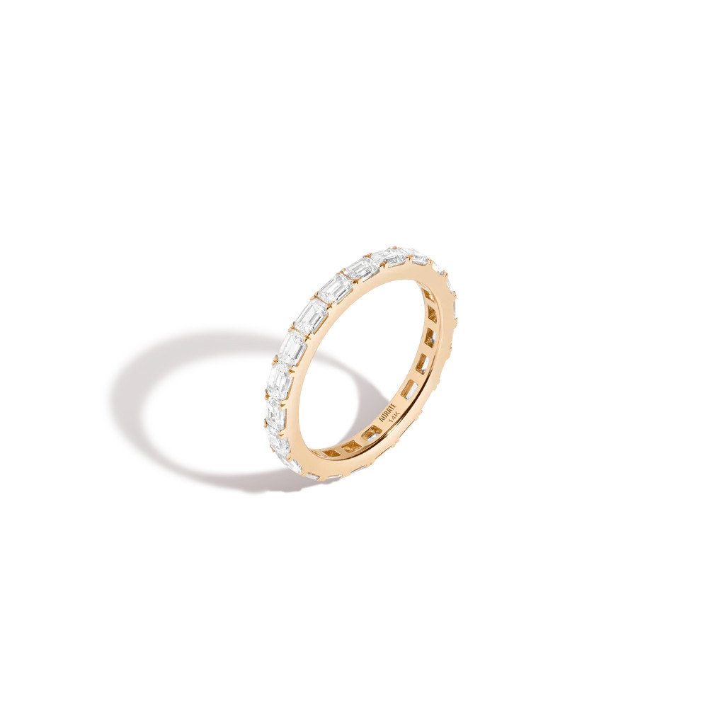 Horizontal Emerald Diamond Eternity Ring | AUrate New York