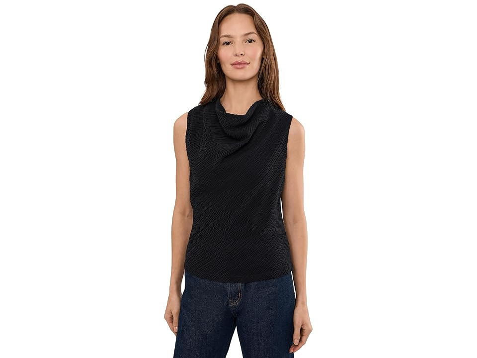 Vince Shadow Grid Cowl Neck Top Women's Clothing Black: XL | Zappos.com