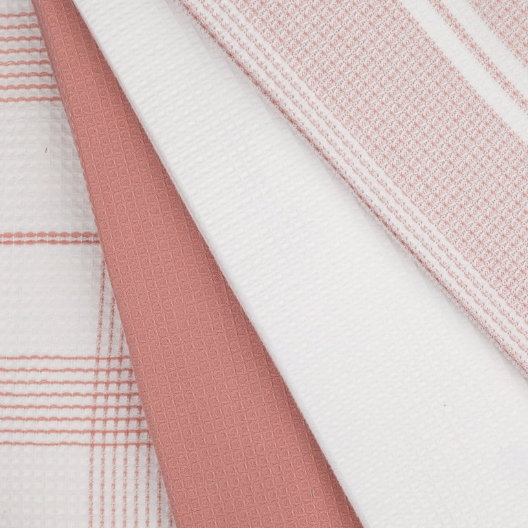 Better Homes & Gardens 4 Piece Waffle Kitchen Towel, Old Rose | Walmart (US)