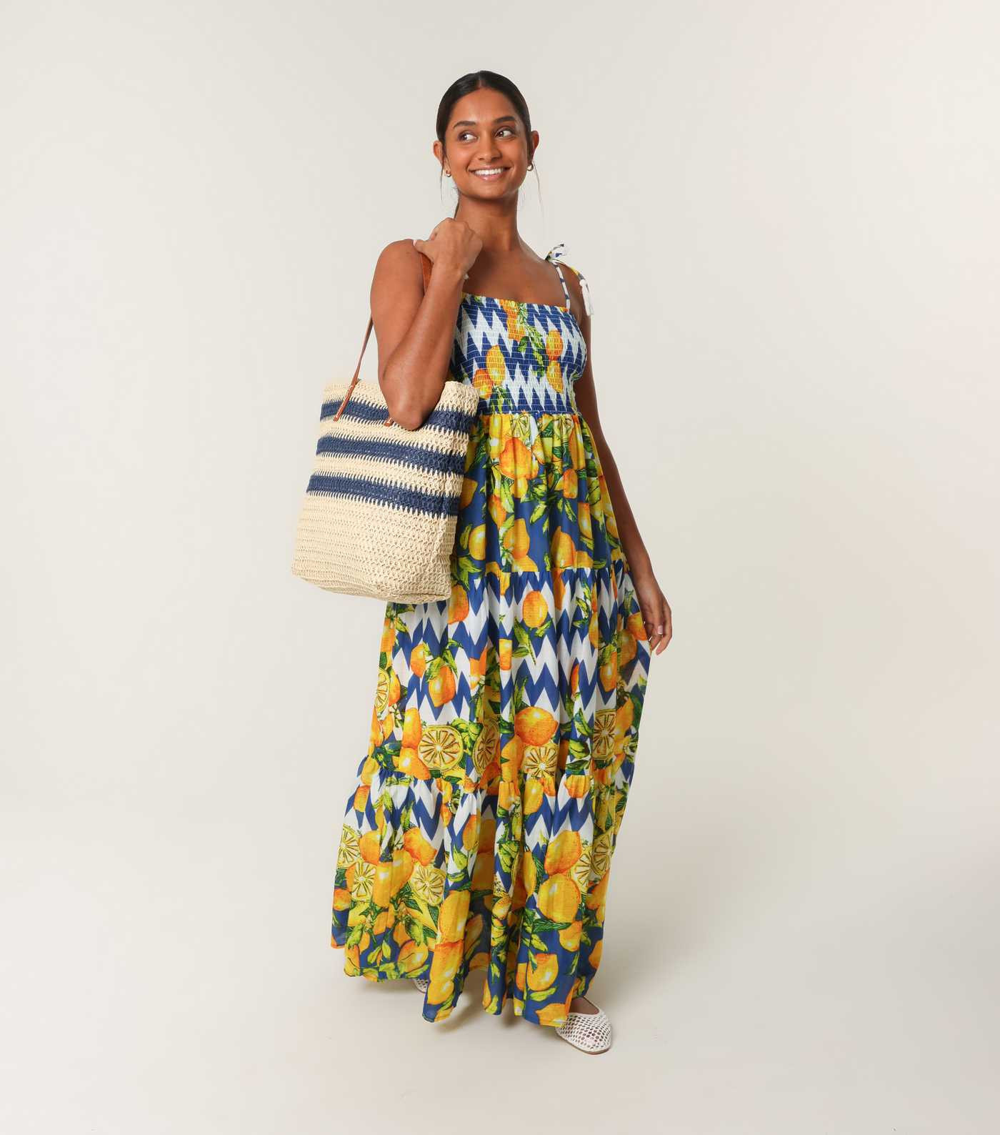 Blue Vanilla Yellow Lemon Print Maxi Dress | New Look | New Look (UK)