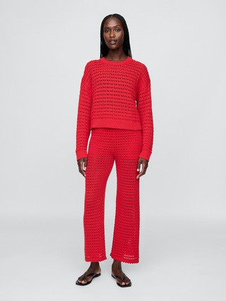 100% Cotton Crochet Crewneck Sweater | Gap (US)