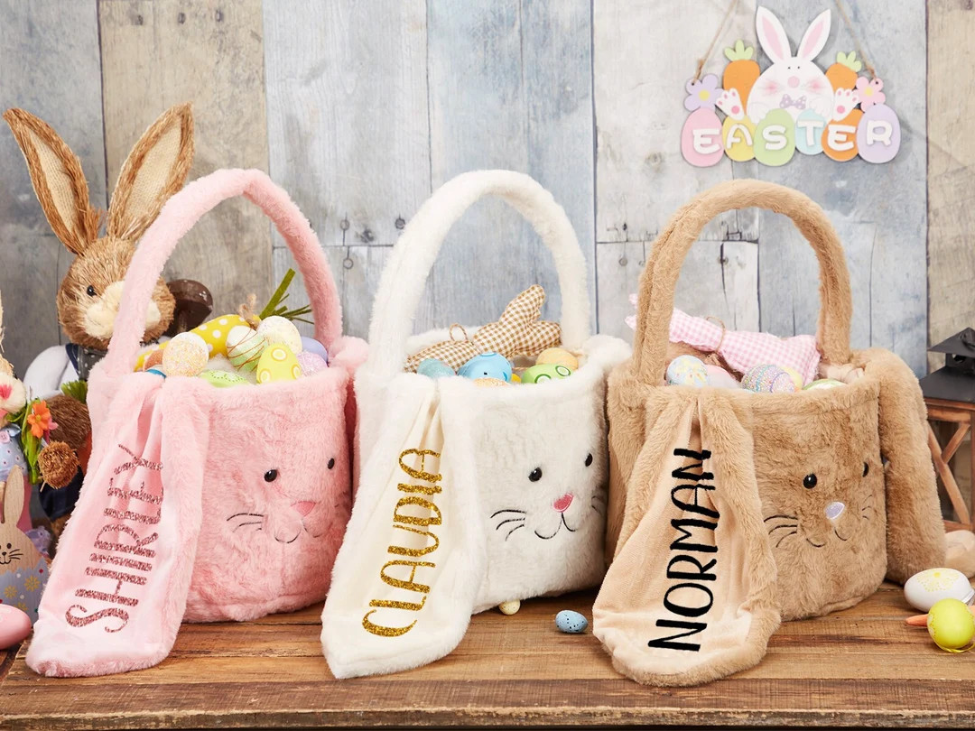 Personalized Easter Basket With Kid Name,Custom Easter Bunny Basket,Monogram Easter Basket,Boy Gi... | Etsy (US)