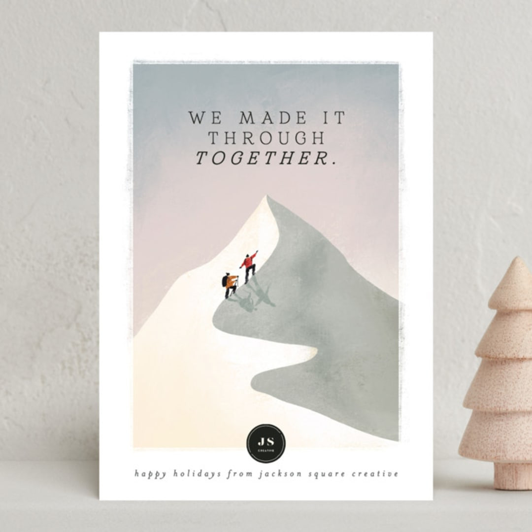 "climbing heights" - Customizable Business Holiday Cards in Gray or Pink by Grae. | Minted