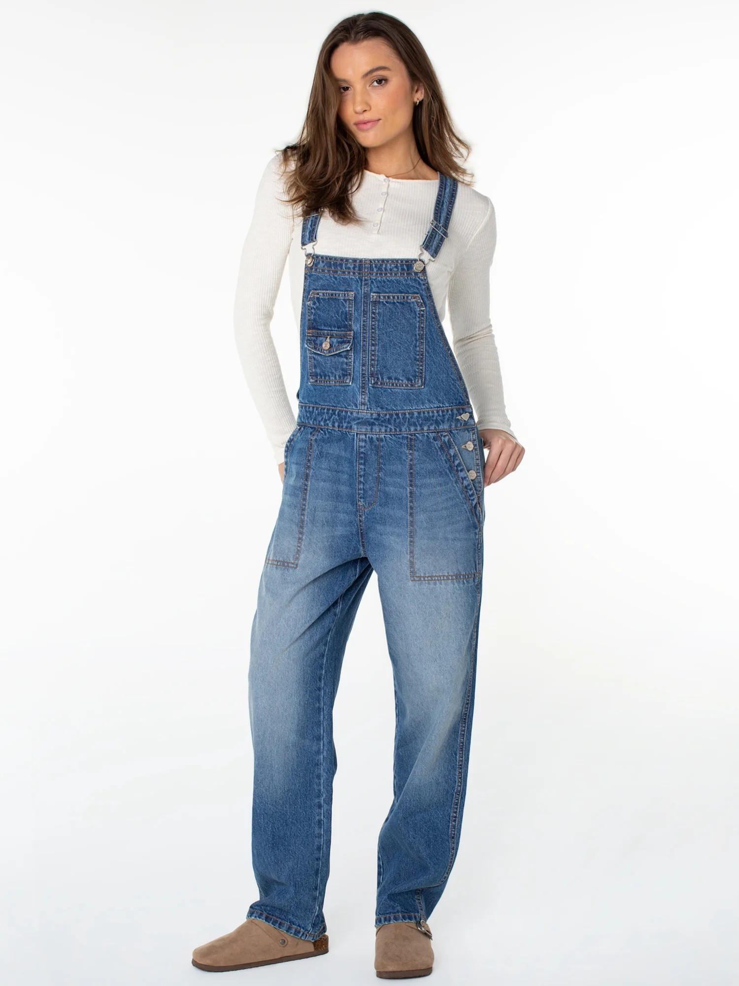 Celebrity Pink Women's Relaxed Boyfriend Overall, Sizes XS-XXXL | Walmart (US)