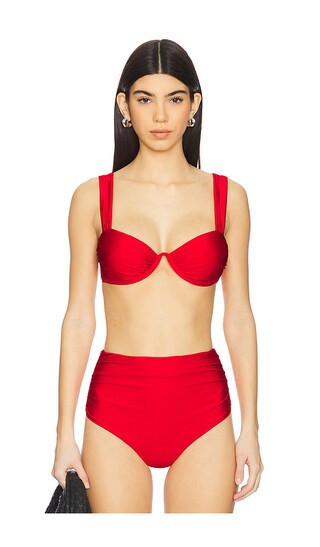 SIMKHAI Anniston Bikini Top in Red. - size S | Revolve Clothing (Global)