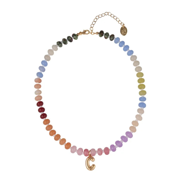 Time and Tru Goldtone Multicolored Bead Initial "C" Necklace | Walmart (US)