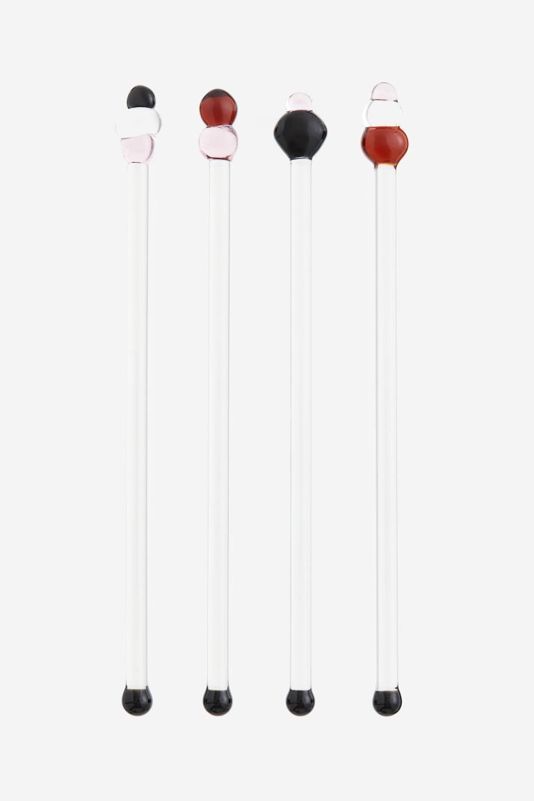 4-pack Glass Cocktail Stirrers - Clear glass - Home All | H&M US | H&M (US + CA)