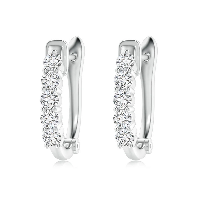 Classic Diamond Hinged Hoop Earrings | Angara Inc.