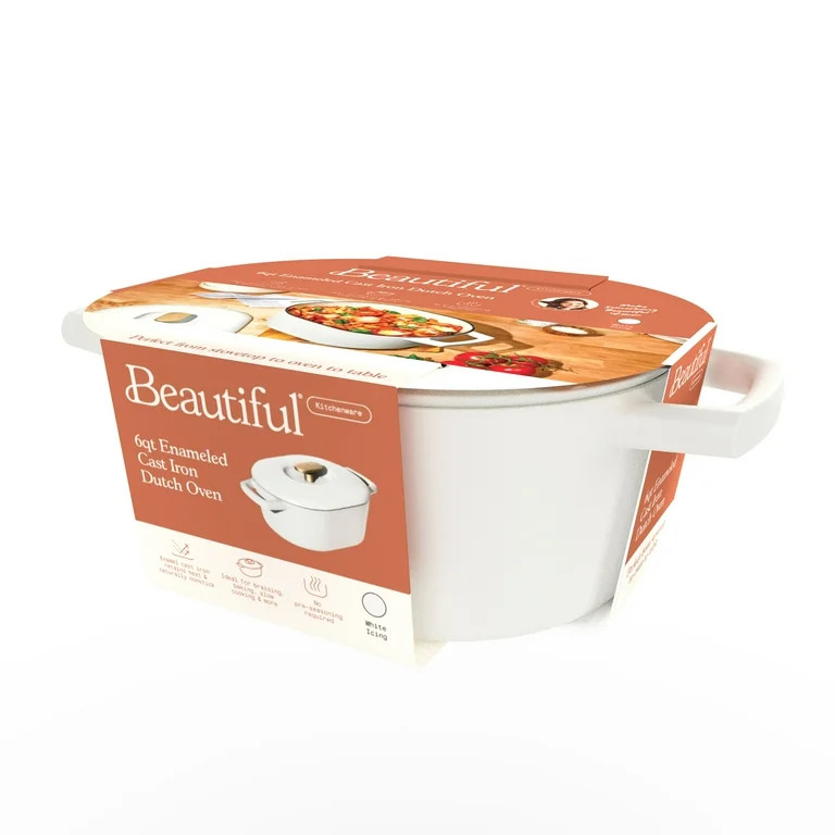 Beautiful 6 Quart Enamel Dutch Oven, White Icing by Drew Barrymore | Walmart (US)