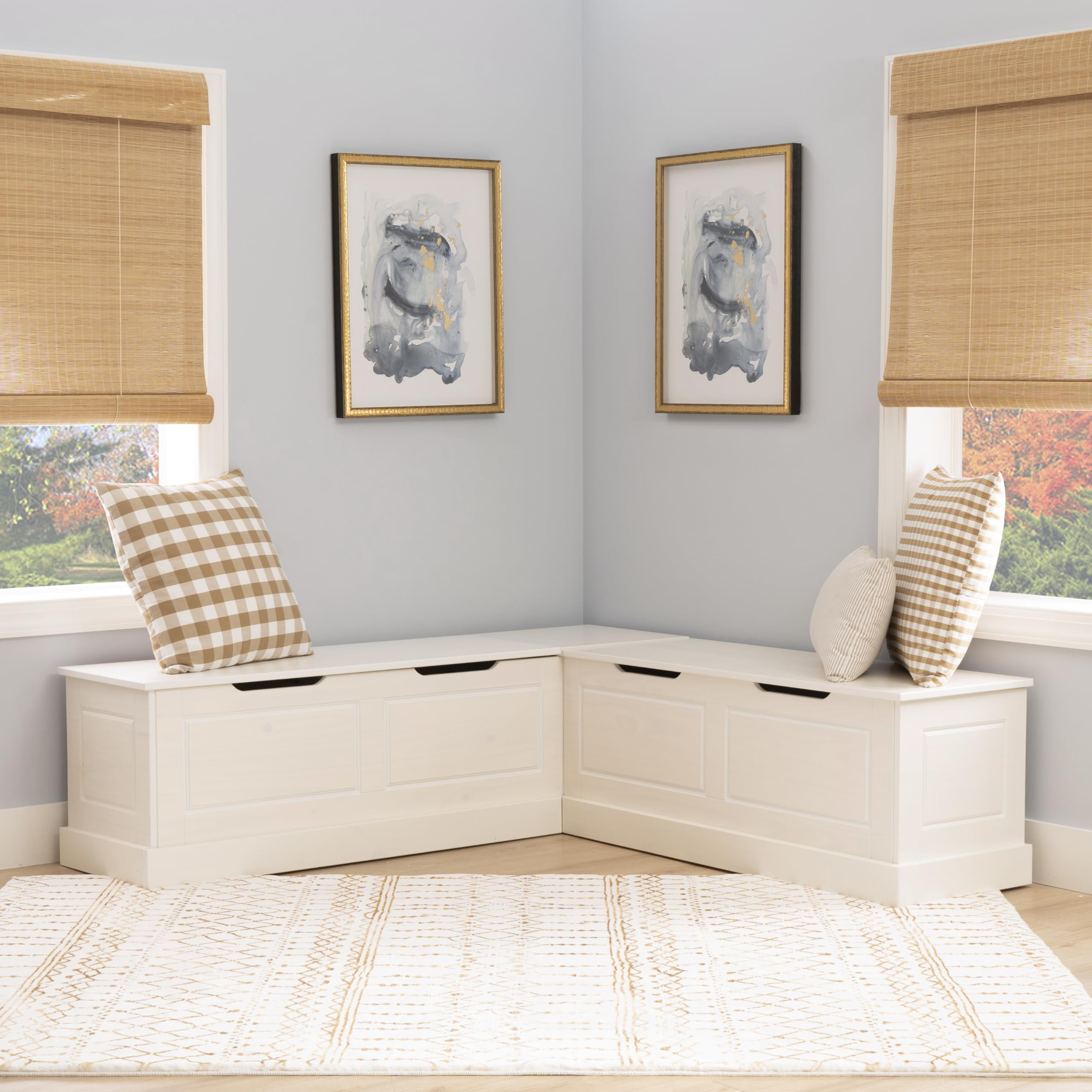 Linon Harris White Solid Pine Backless Nook with Interior Storage | Amazon (US)