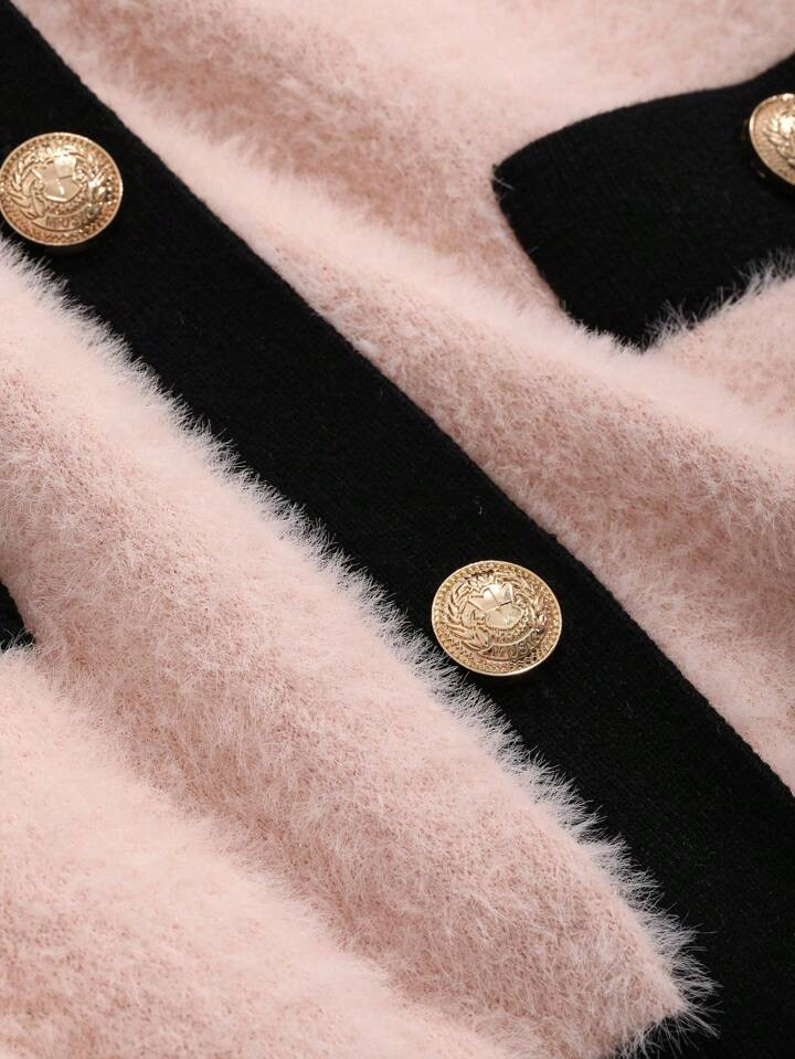 DAZY Women's Color Block Cropped Cardigan, Casual Business Style,Long Sleeve Tops | SHEIN