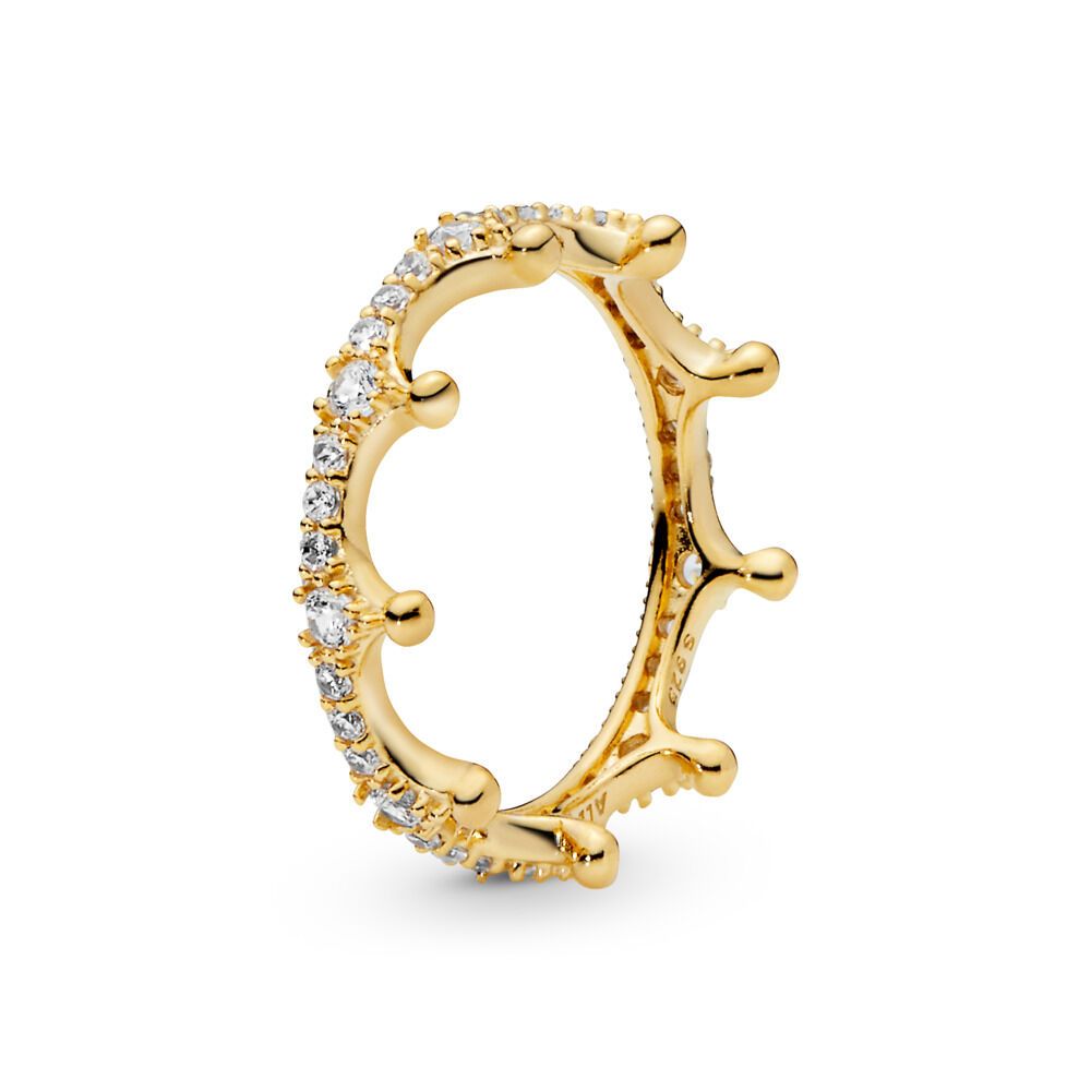 Enchanted Crown Ring, PANDORA Shine™ & Clear CZ 18ct Gold Plated, Cubic Zirconia | Pandora (US)